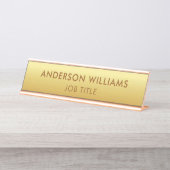 ミニマル金ゴールド背景カスタム デスクネームプレート (正面)