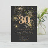 ミニマル金ゴールド花火30歳の誕生日パーティー 招待状 (スタンド正面)