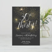 ミニマル金ゴールド花火30歳の誕生日パーティー 招待状 (スタンド正面)