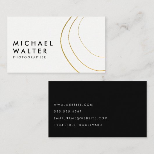 ミニマル金ゴールド芸術的線 名刺 (正面/裏面)