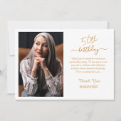 ミニマル金ゴールド誕生日サンキューカード 招待状 (正面)