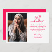 ミニマル金ゴールド誕生日サンキューカード 招待状 (正面/裏面)