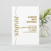 ミニマル金ゴールド驚きの誕生日 招待状 (スタンド正面)