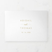 ミニマル金ゴールド3つ折り文字結婚は 三つ折り招待状 (カバー)