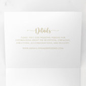 ミニマル金ゴールド3つ折り文字結婚は 三つ折り招待状 (内部最初)