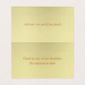 ミニマル金ゴールド50ドル折りギフトカード (内部フラット)