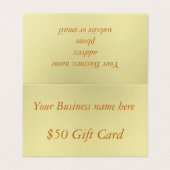 ミニマル金ゴールド50ドル折りギフトカード (外部フラット)