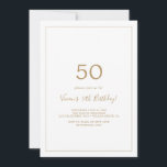 ミニマル金ゴールド50th誕生日パーティー 招待状<br><div class="desc">このミニマル金ゴールド50歳の誕生日パーティーへの招待は、誕生日パーティーにシンプル最適である。ロマンチックモダンなデザインは、クラシック金ゴールドと白タイポグラフィと素朴な書道とヴィンテージハンドレット付きエレガントスタイルを備えている。任意の色でカスタマイズ可能保デザインとエレガント現状のまま、または独自のグラフィックとアートワークを追加してカスタマイズ。</div>