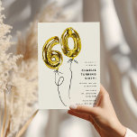 ミニマル金ゴールド60気球60th誕生日パーティー 招待状<br><div class="desc">招待状の友人と家族は、このミニマルデザインと60歳の誕生日パーティーに。金ゴールドヘリウム60個の風船をクラシックの白い背景に搭載しシンプル、自分のイベント詳細と一緒に簡単すモダンるテンプレートを含む。</div>