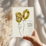 ミニマル金ゴールド80気球80th誕生日パーティー 招待状<br><div class="desc">80祝に達するスタイルの節目！私たちのミニマルな誕生日招待状は、クラシックの白い背景に対してシックな金ゴールド数字を備えポップ・アートの、この重要な大事な行事にあなたの愛する人々を招待状するためのエレガントまだおもしろいの方法を提供する。簡単対テンプレートではカスタマイズ、思い出に残るイベントをキュレーションすることシンプルはない。愛する人の80歳の誕生日が忘れられないお祝いであることを確ユニーク認する。</div>