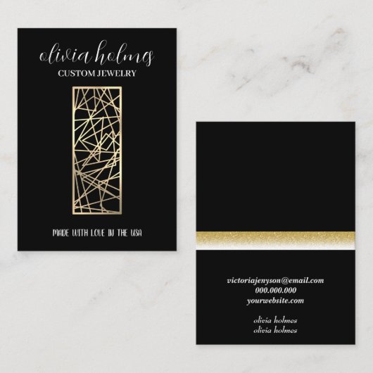 ミニマル金ゴールド、ジュエリー名刺 名刺 (正面/裏面)