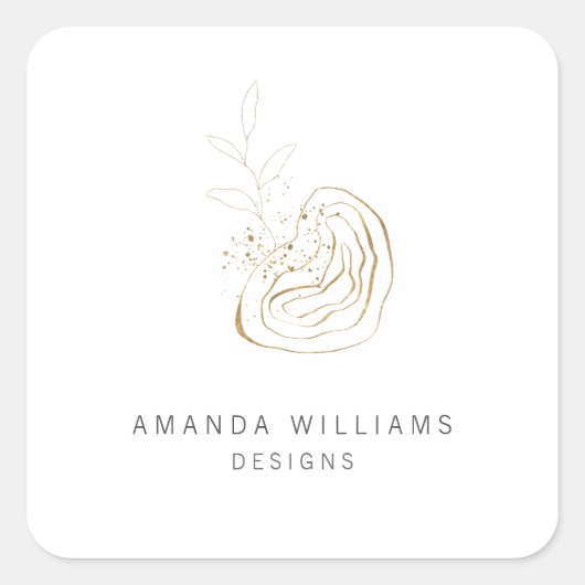 ミニマル金ゴールド・デザイナの抽象芸術・ロゴ スクエアシール (正面)