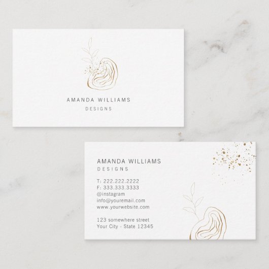 ミニマル金ゴールド・デザイナの抽象芸術・ロゴ 名刺 (正面/裏面)