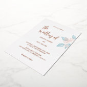 ミニマル金ゴールド/バラ金ゴールドフォイル結婚式招待状 箔招待状 (回転した状態)