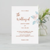 ミニマル金ゴールド/バラ金ゴールドフォイル結婚式招待状 箔招待状 (立ち正面)