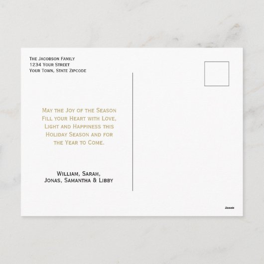 ミニマル金ゴールド&ブラックシンプルジョイユニークエレガント シーズンポストカード (裏面)