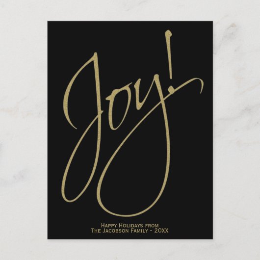 ミニマル金ゴールド&ブラックシンプルジョイユニークエレガント シーズンポストカード (正面)