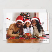 ミニマル金ゴールド&レッドメリークリスマスフォト シーズンカード (正面)