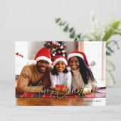ミニマル金ゴールド&レッドメリークリスマスフォト シーズンカード (スタンド正面)