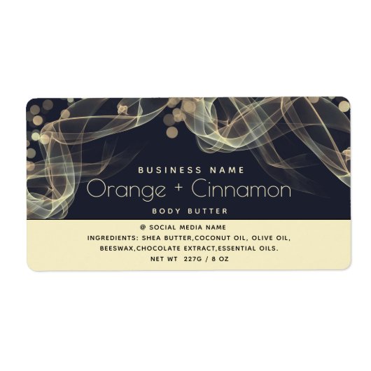 ミニマル金ゴールド《写真》ぼけ味ホリデーモダン体バター ラベル (正面)