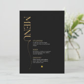 ミニマル金ゴールド、白と黒のクリスマスメニュー 招待状 (スタンド正面)