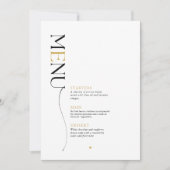 ミニマル金ゴールド、白と黒のクリスマスメニュー 招待状 (正面)