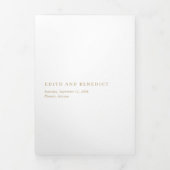 ミニマル金ゴールドQRコードモダン写真結婚 三つ折り招待状 (カバー)