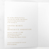 ミニマル金ゴールドQRコードモダン写真結婚 三つ折り招待状 (内部最初)