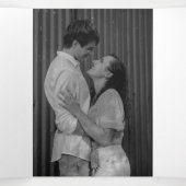 ミニマル金ゴールドQRコードモダン写真結婚 三つ折り招待状 (内部中)