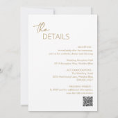 ミニマル金ゴールドQRコーモダンド結婚の 招待状 (裏面)