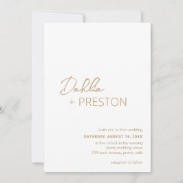 ミニマル金ゴールドQRコーモダンド結婚の 招待状