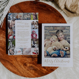 ミニマル金ゴールドWhat A Year Photo Collageクリスマス シーズンカード