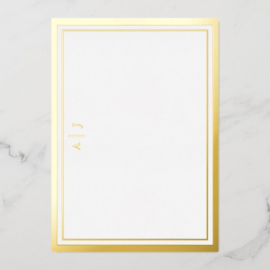ミニマル金箔2モノグラム縁どノートカード 箔招待状 (正面)