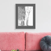 ミニマル鉛筆スケッチ白黒花 キャンバスプリント (インサイチュ (リビング))