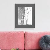 ミニマル鉛筆スケッチ白黒花 キャンバスプリント (インサイチュ (リビング))