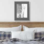 ミニマル鉛筆スケッチ白黒花 キャンバスプリント (インサイチュ (寝室))