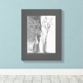 ミニマル鉛筆スケッチ白黒花 キャンバスプリント (インサイチュ (ウッドフロア))