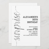 ミニマル銀のサプライズ誕生日 招待状 (正面/裏面)