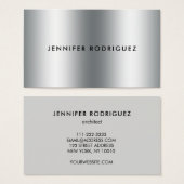 ミニマル銀メタルプロフェッショナル名刺 (正面&裏面)