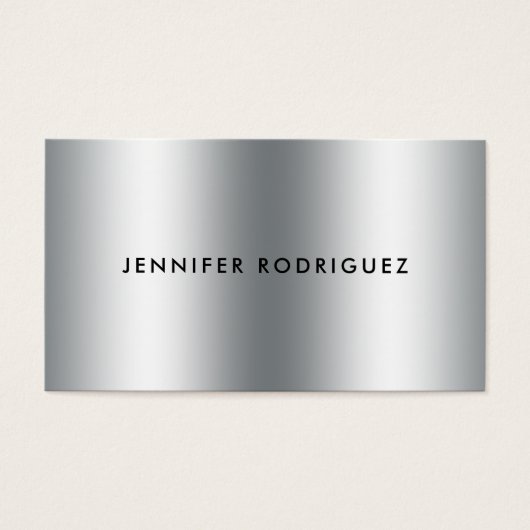 ミニマル銀メタルプロフェッショナル名刺 (正面)