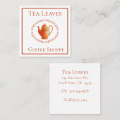 ミニマル銅ティーポットコーヒーショップ スクエア名刺 (正面/裏面)