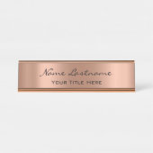 ミニマル銅バラカスタム金ゴールドエレガントモダン デスクネームプレート (正面)