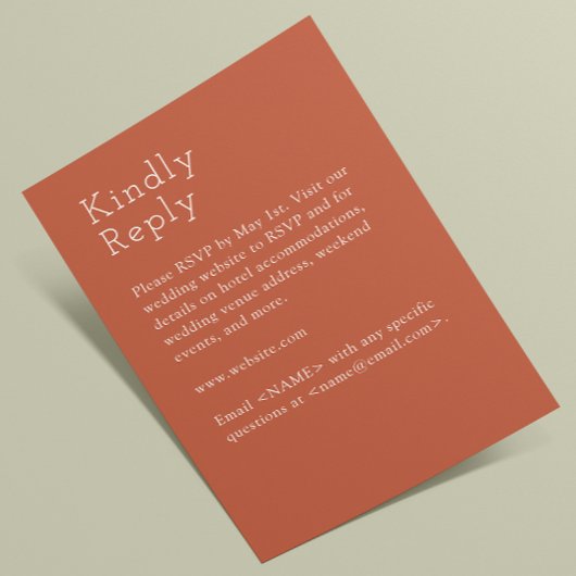 ミニマル銅結婚レッド 出欠カード