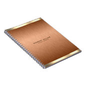 ミニマル銅茶色のテクスチャ金ゴールドのアクセント ノートブック (右側)