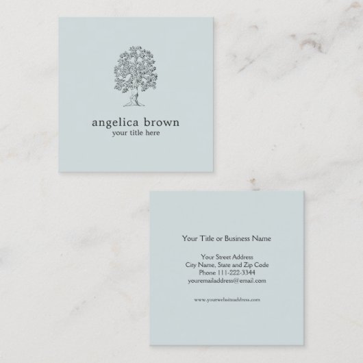 ミニマル開花ツリーカスタマイズ名刺 スクエア名刺 (正面/裏面)