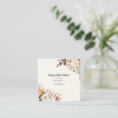 ミニマル開花QRコードフローラ日付カードの保存 スクエア名刺 (スタンド正面)