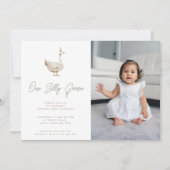 ミニマル間抜けガースの最初の誕生日パーティーの写真 招待状 (正面)