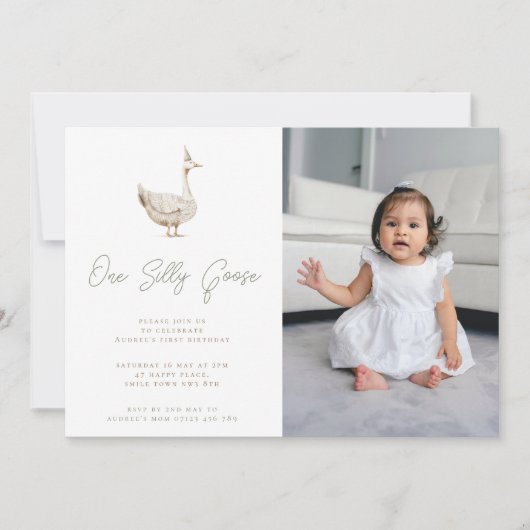 ミニマル間抜けガースの最初の誕生日パーティーの写真 招待状 (正面)