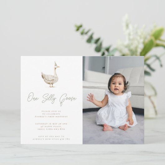 ミニマル間抜けガースの最初の誕生日パーティーの写真 招待状 (スタンド正面)