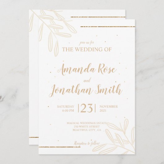 ミニマル離れグリッター 招待状 (正面/裏面)